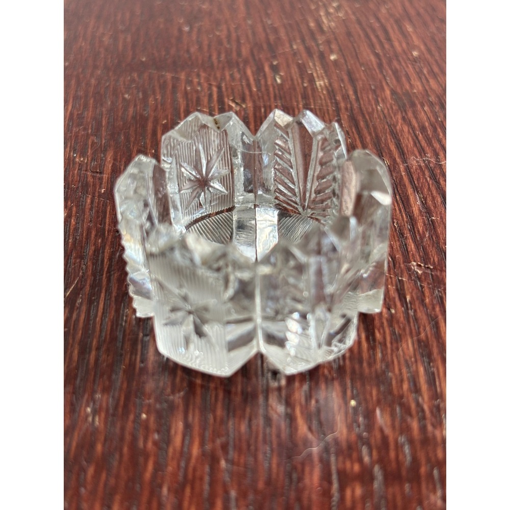 Westmoreland Glass Feather and Star Clear Pressed Glass Salt Cellar Open Salt